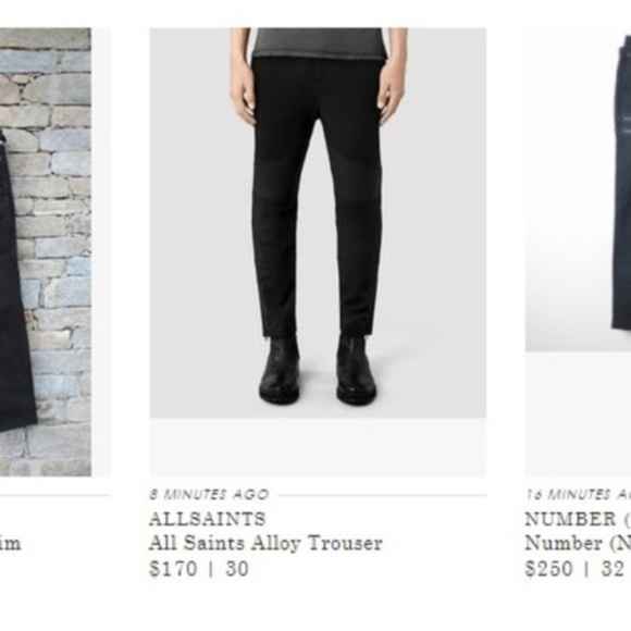 AllSaints Alloy Trouser Moto Zipper Flat Front Qui - Picture 4 of 8